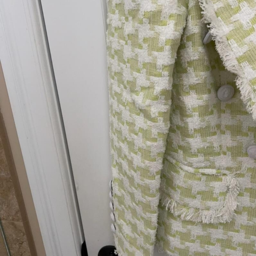NWOT!! Tassel Fringed Houndstooth Blends Tweed Blazer - Picture 6 of 12